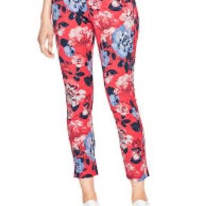 Gap factory,  slim city crop pants red and blue floral,  size 10